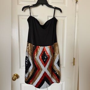 Bebe- Elegant Sequin Patterned Dress NWT